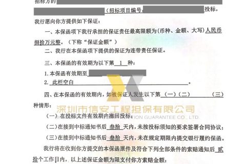 出具中国建设银行广东省分行的投标保函+隶属证明